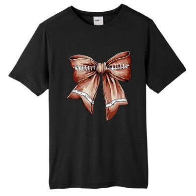 Coquette Bow Pumpkin American Football Thanksgiving Autumn Tall Fusion ChromaSoft Performance T-Shirt