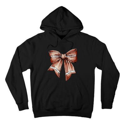 Coquette Bow Pumpkin American Football Thanksgiving Autumn Tall Hoodie