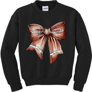 Coquette Bow Pumpkin American Football Thanksgiving Autumn Kids Sweatshirt