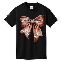 Coquette Bow Pumpkin American Football Thanksgiving Autumn Kids T-Shirt