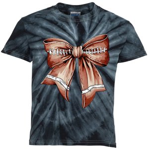 Coquette Bow Pumpkin American Football Thanksgiving Autumn Kids Tie-Dye T-Shirt