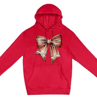 Coquette Bow Pumpkin American Football Thanksgiving Autumn Premium Pullover Hoodie