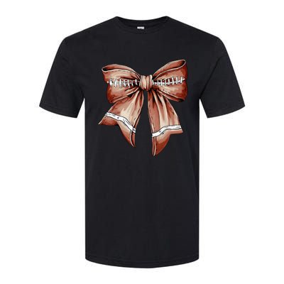 Coquette Bow Pumpkin American Football Thanksgiving Autumn Softstyle CVC T-Shirt