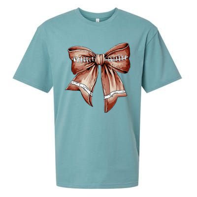 Coquette Bow Pumpkin American Football Thanksgiving Autumn Sueded Cloud Jersey T-Shirt