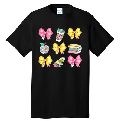 Coquette Bow Pencil Teacher Student First Day Tall T-Shirt