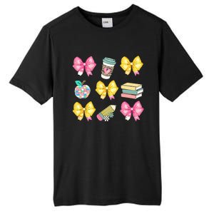 Coquette Bow Pencil Teacher Student First Day Tall Fusion ChromaSoft Performance T-Shirt