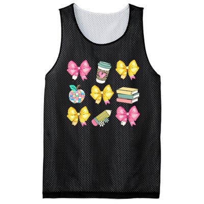 Coquette Bow Pencil Teacher Student First Day Mesh Reversible Basketball Jersey Tank