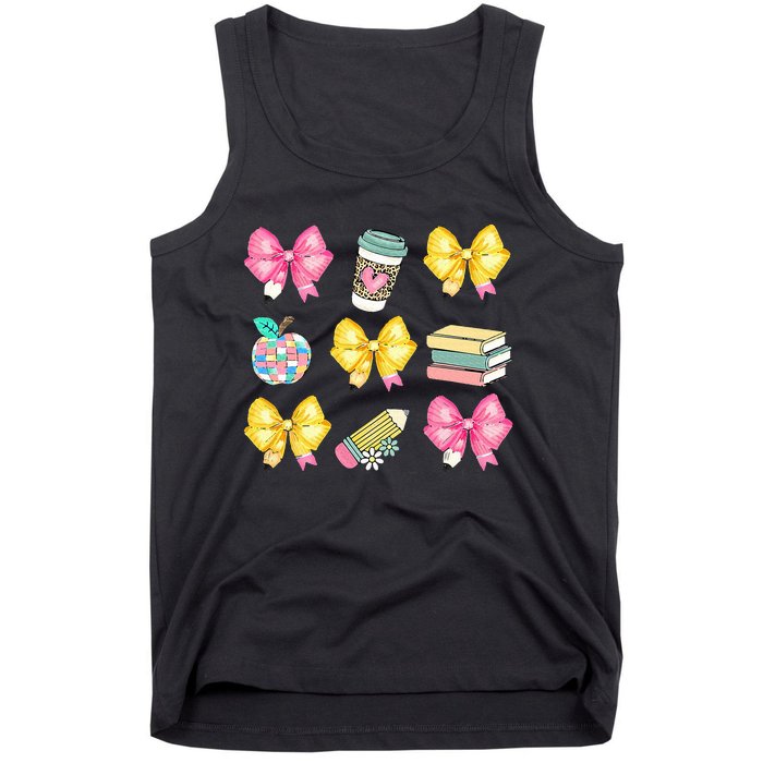 Coquette Bow Pencil Teacher Student First Day Tank Top