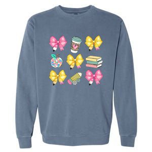 Coquette Bow Pencil Teacher Student First Day Garment-Dyed Sweatshirt