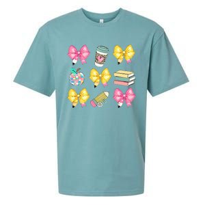 Coquette Bow Pencil Teacher Student First Day Sueded Cloud Jersey T-Shirt