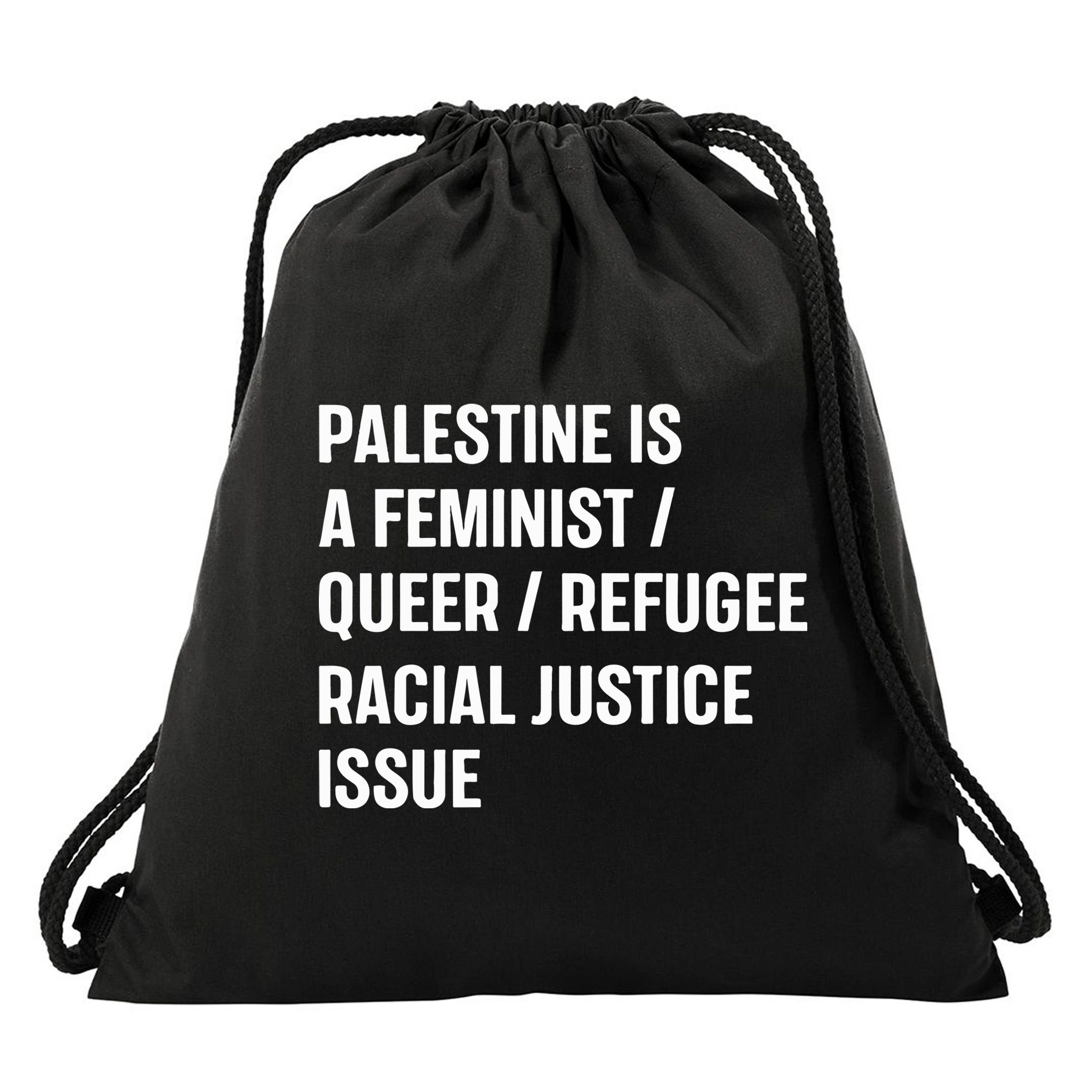 Cory Booker Palestine Is A Feminist Queer Refugee Racial Justice Issue Drawstring Bag