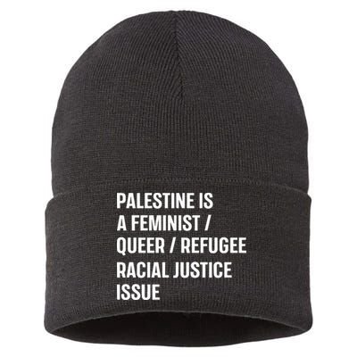 Cory Booker Palestine Is A Feminist Queer Refugee Racial Justice Issue Sustainable Knit Beanie