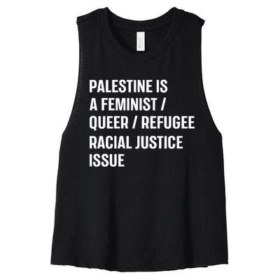 Cory Booker Palestine Is A Feminist Queer Refugee Racial Justice Issue Women's Racerback Cropped Tank