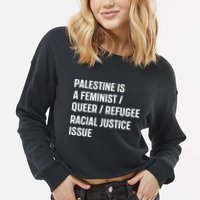 Cory Booker Palestine Is A Feminist Queer Refugee Racial Justice Issue Cropped Pullover Crew