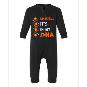 Cute Basketball Playing Basketball Is In My Dna Basketball Lover Infant Fleece One Piece