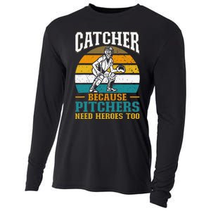 Catcher Because Pitchers Need Heroes Too Baseball Player Cooling Performance Long Sleeve Crew