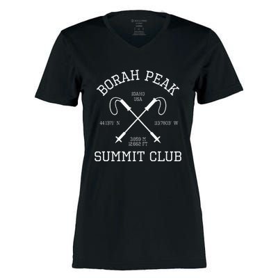 Climbed Borah Peak Summit Club Hike Idaho Usa Hiking Women's Momentum V-Neck T-Shirt