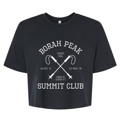 Climbed Borah Peak Summit Club Hike Idaho Usa Hiking Bella+Canvas Jersey Crop Tee