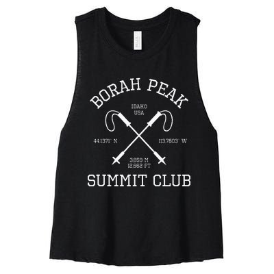 Climbed Borah Peak Summit Club Hike Idaho Usa Hiking Women's Racerback Cropped Tank