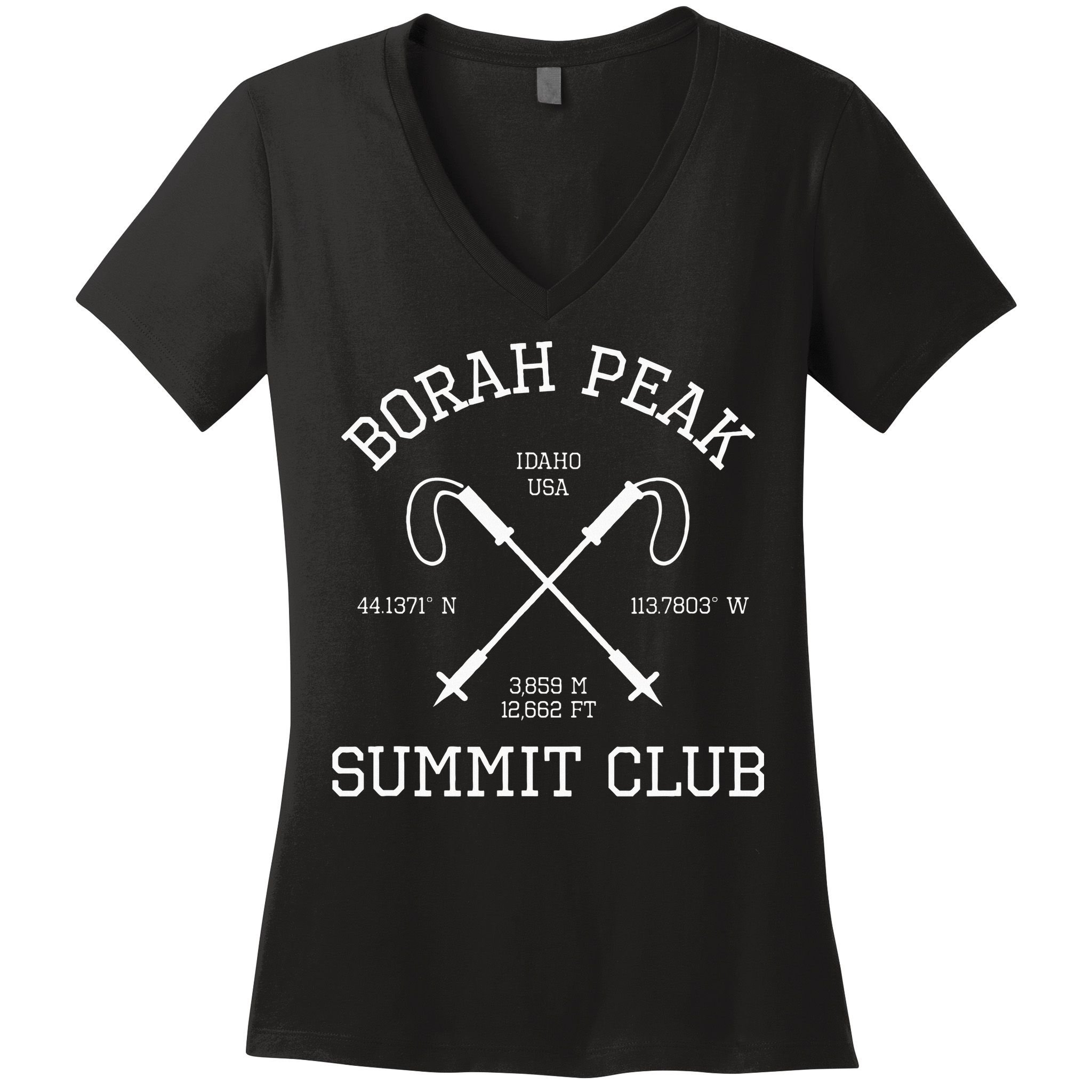 Climbed Borah Peak Summit Club Hike Idaho Usa Hiking Women's V-Neck T-Shirt