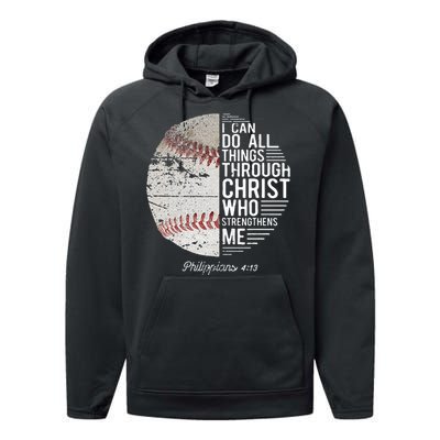 Christian Baseball Philippians Religious Gifts Performance Fleece Hoodie