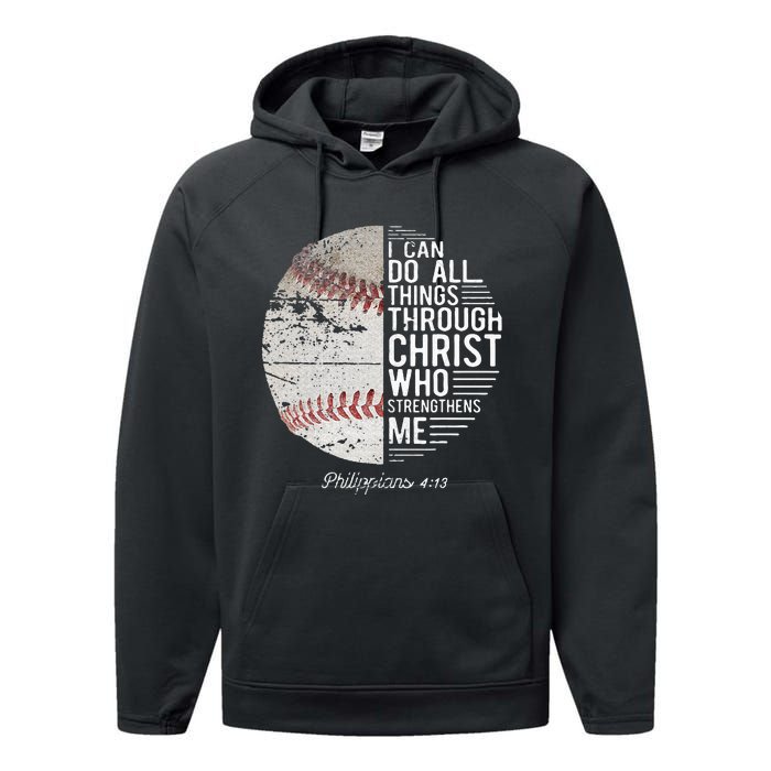 Christian Baseball Philippians Religious Gifts Performance Fleece Hoodie