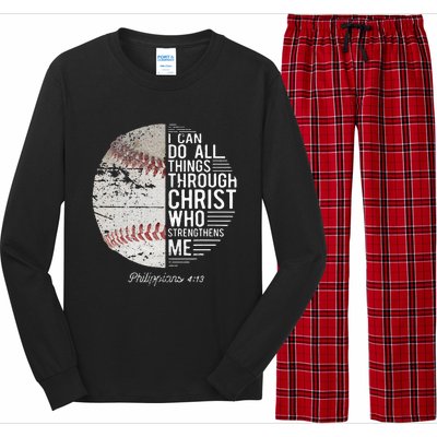 Christian Baseball Philippians Religious Gifts Long Sleeve Pajama Set