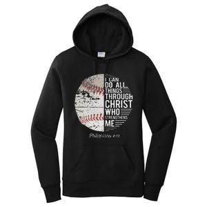 Christian Baseball Philippians Religious Gifts Women's Pullover Hoodie