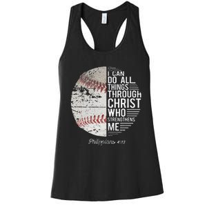 Christian Baseball Philippians Religious Gifts Women's Racerback Tank