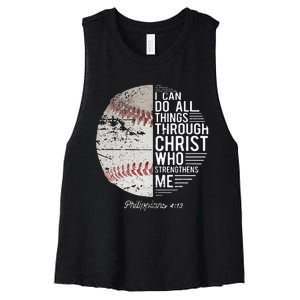 Christian Baseball Philippians Religious Gifts Women's Racerback Cropped Tank