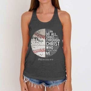 Christian Baseball Philippians Religious Gifts Women's Knotted Racerback Tank