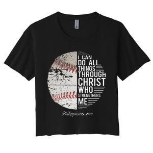 Christian Baseball Philippians Religious Gifts Women's Crop Top Tee