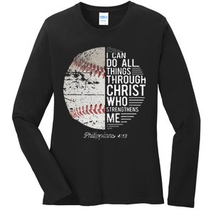 Christian Baseball Philippians Religious Gifts Ladies Long Sleeve Shirt