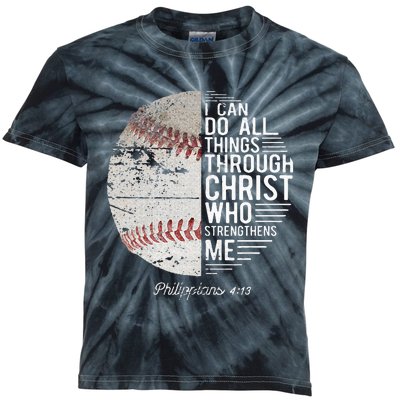 Christian Baseball Philippians Religious Gifts Kids Tie-Dye T-Shirt