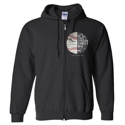 Christian Baseball Philippians Religious Gifts Full Zip Hoodie