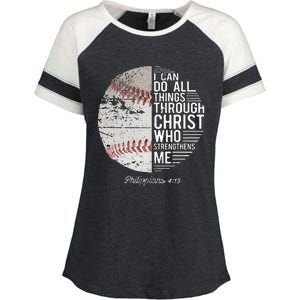 Christian Baseball Philippians Religious Gifts Enza Ladies Jersey Colorblock Tee