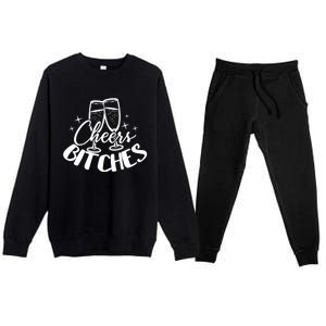 Cheers Bitches Party Bachelorette Party Matching Funny Gift Premium Crewneck Sweatsuit Set