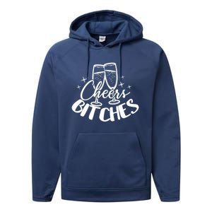 Cheers Bitches Party Bachelorette Party Matching Funny Gift Performance Fleece Hoodie