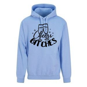 Cheers Bitches Party Bachelorette Party Matching Funny Gift Unisex Surf Hoodie