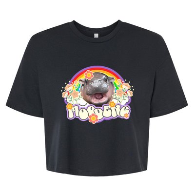 Cute Baby Pygmy Hippo Moo Deng Bella+Canvas Jersey Crop Tee