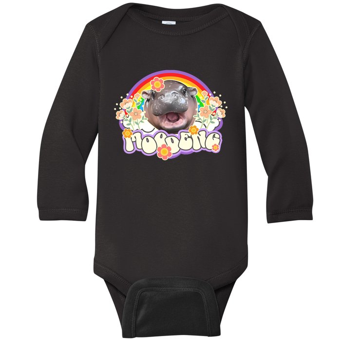 Cute Baby Pygmy Hippo Moo Deng Baby Long Sleeve Bodysuit