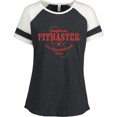 California Bbq Pitmaster For Meat Smoking Grilling Dad Gift Enza Ladies Jersey Colorblock Tee