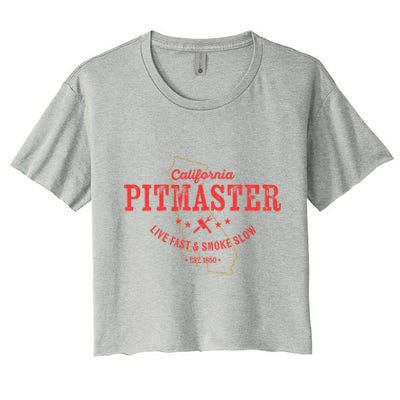 California Bbq Pitmaster For Meat Smoking Grilling Dad Gift Women's Crop Top Tee