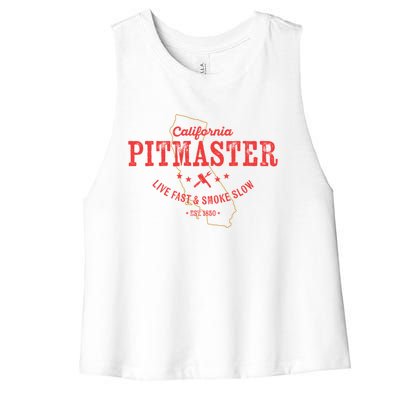 California Bbq Pitmaster For Meat Smoking Grilling Dad Gift Women's Racerback Cropped Tank