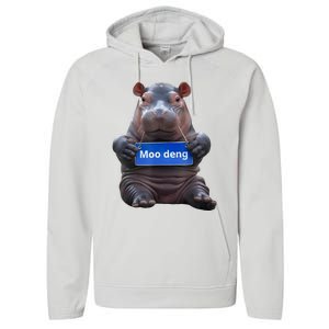 Cute Baby Pygmy Hippo Moo Deng Performance Fleece Hoodie