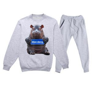 Cute Baby Pygmy Hippo Moo Deng Premium Crewneck Sweatsuit Set