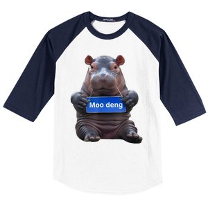 Cute Baby Pygmy Hippo Moo Deng Baseball Sleeve Shirt