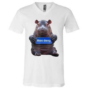 Cute Baby Pygmy Hippo Moo Deng V-Neck T-Shirt