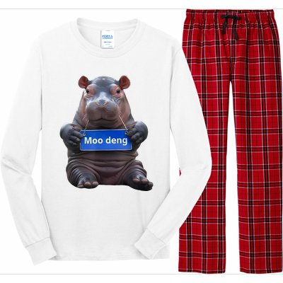 Cute Baby Pygmy Hippo Moo Deng Long Sleeve Pajama Set