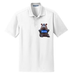 Cute Baby Pygmy Hippo Moo Deng Dry Zone Grid Polo